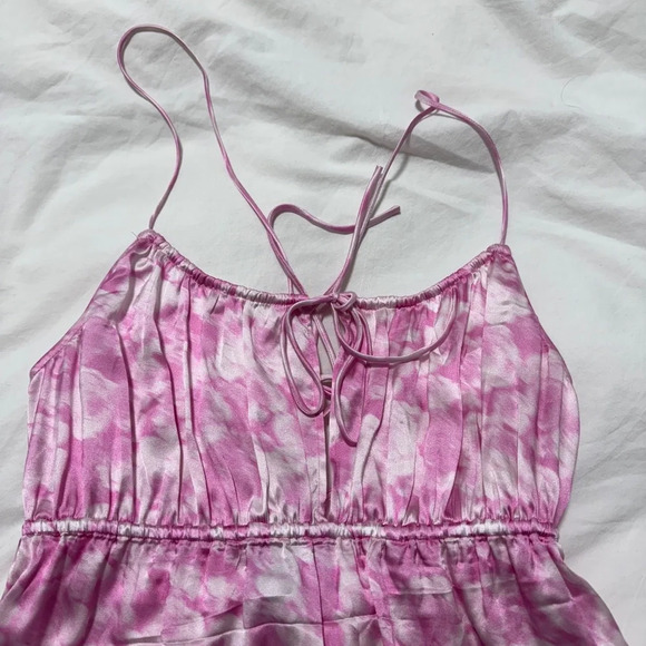 GANNI Tie-detailed silk blend satin midi dress - Picture 6 of 6